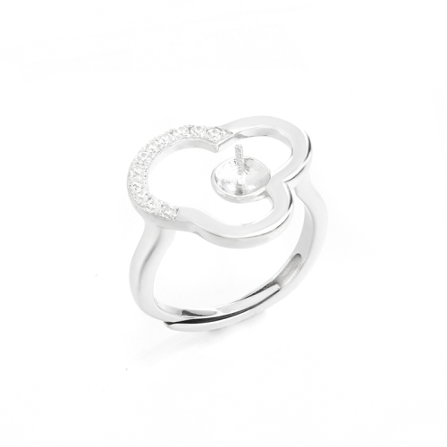 Cloud Silver Ring Mounting for pearl in 7mm