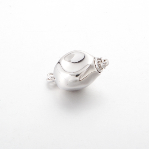 irregular geometric shape polish finished clasp setting for strings of pearls in 925 sterling silver