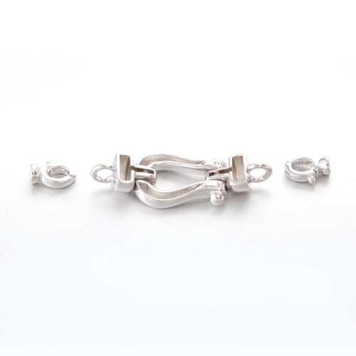 curved geometric shape polish finish clasp setting for strings of pearls in 925 sterling silver