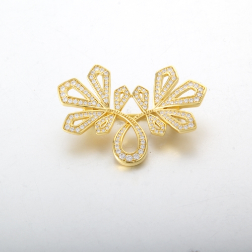 flower design elegant brooch Fitting for pearl in 925 Sterling Silver
