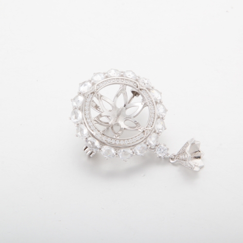 vintage style brooch & pendant Fitting for pearls in 925 Sterling Silver for women
