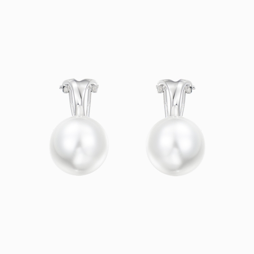 No piercing pearl earrings classic in 925 sterling silver
