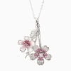 cherry blossom design gradient flower necklace setting in 925 silver