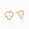 CZ cloud design stud earring mounting with 7mm freshwater pearl