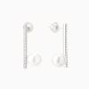 balanced bar CZ paved stud earring base for 8mm freshwater pearl