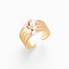 Elegant Multi Line pave CZ Open Wide Ring setting with Multiple pearls