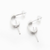 Classic double Pearl Semi Hoop Earrings mounting in 925 sterling silver