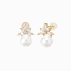 flower style sparkling CZ stud earring fitting pearl size 10mm in 925 sterling silver