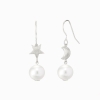 moon & star design hook earring base with 8.5mm pearl