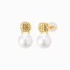 geometric textured stud earring base for pearl size 10mm