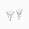 CZ & pearl size 12mm dangle earring fitting in 925 sterling silver