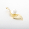 leaf shape brushed craft design pendant Fitting for pearl in 925 Sterling Silver fashion jewelry