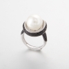 925 Sterling silver black stone Cocktail Ring mounting for pearls
