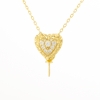 vintage design heart shape pendant fitting pave  CZ & pearl for necklace