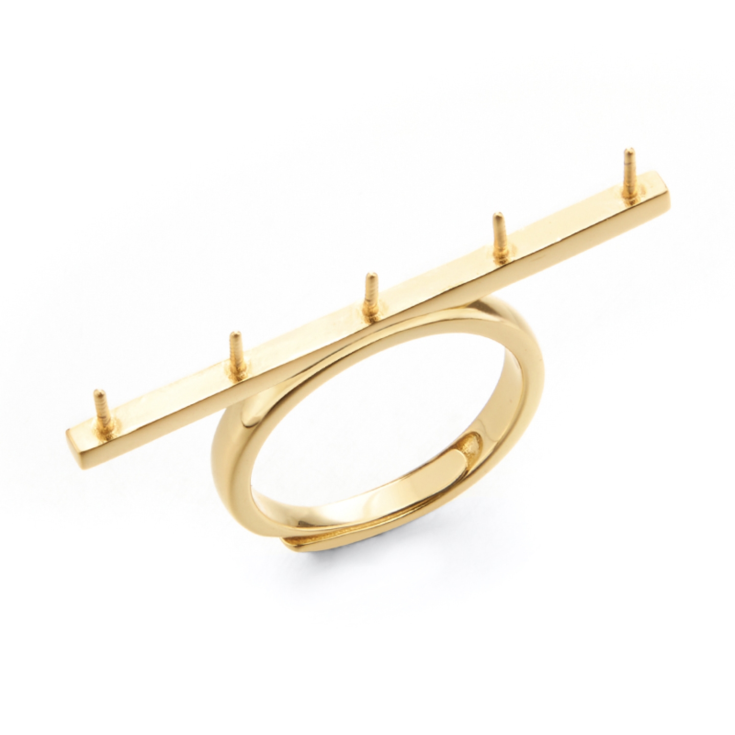 Line Balance loop Signature Ring Setting for pearl 8mm，Gold & Silver