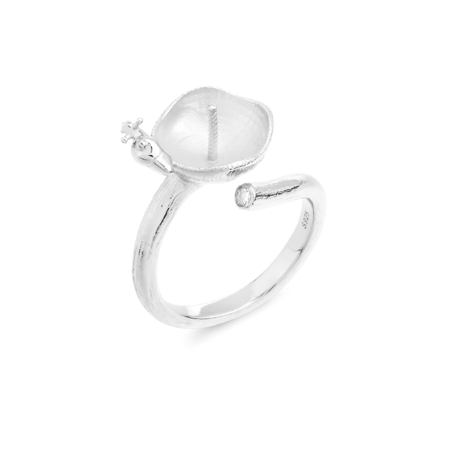 Lotus leaf with Snail shaped ring Setting for 12mm pearl,Gold & Silver