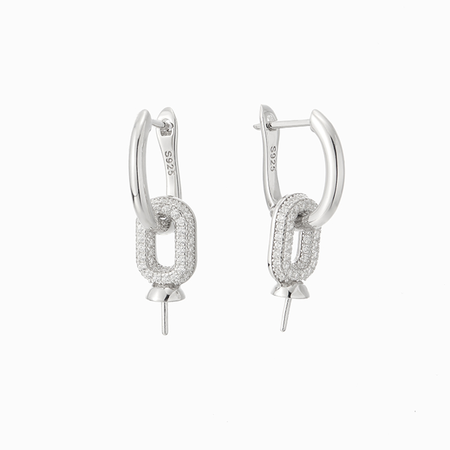 buckle hoop earring base with freshwater pearl 11mm