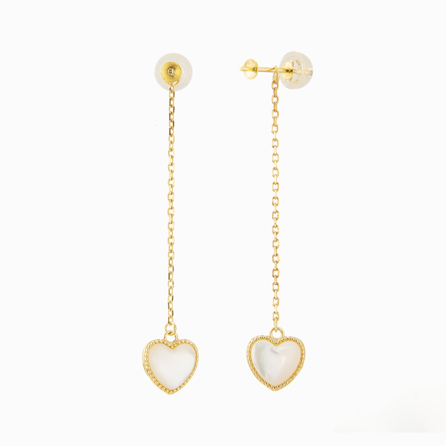 shell heart shaped tassel earring base with 7mm pearl