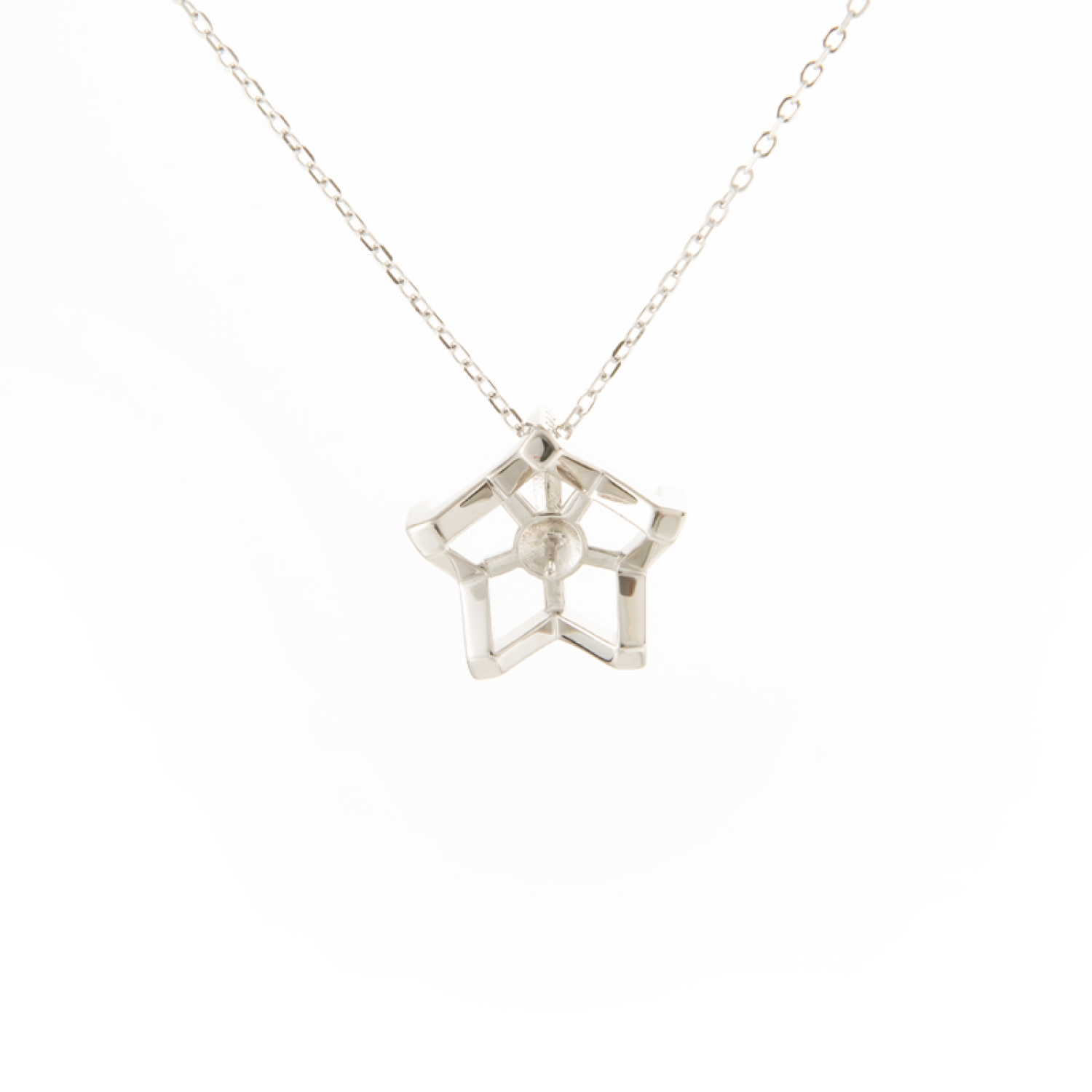 pentagram with letter M necklace setting in 925 silver for pearls