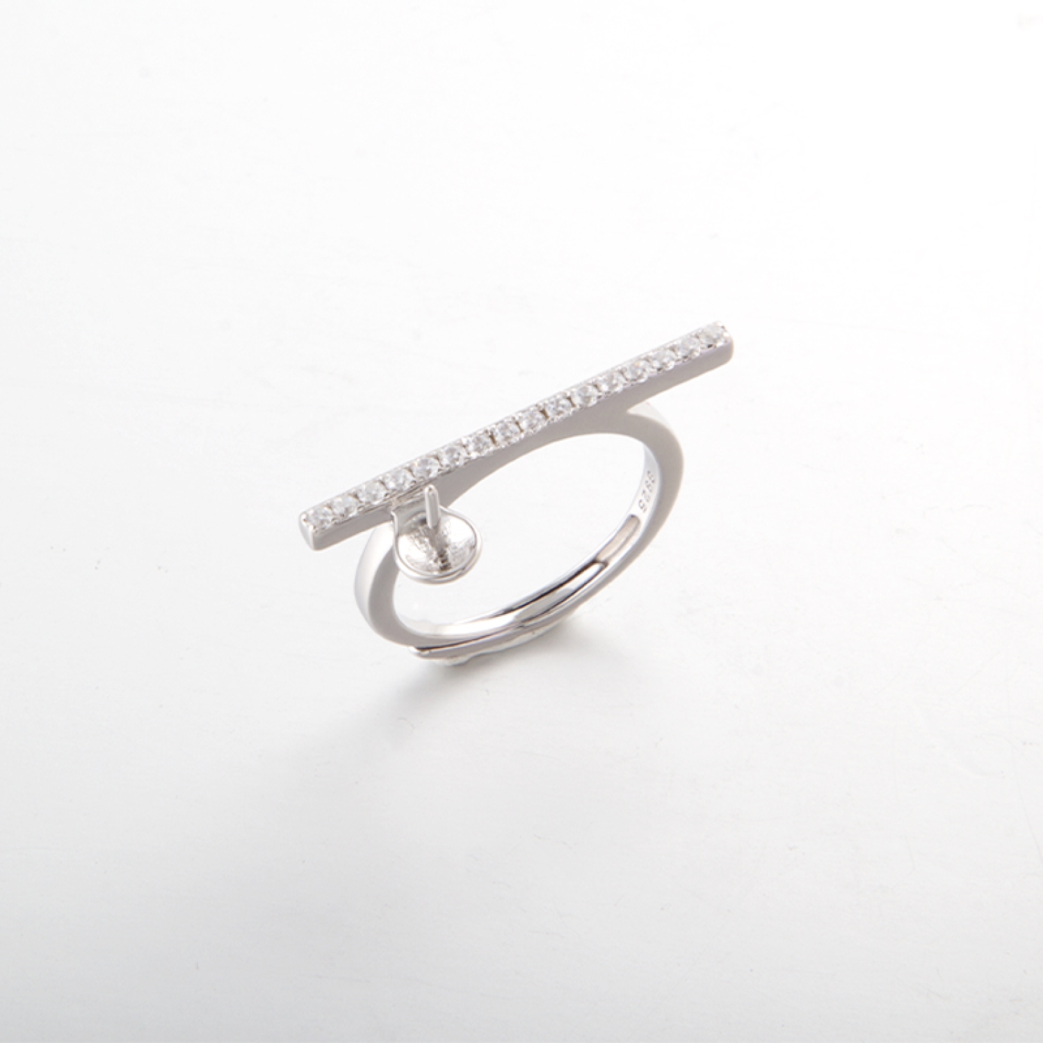 Reflect Collection bar pave CZ paved ring setting for pearl 8mm