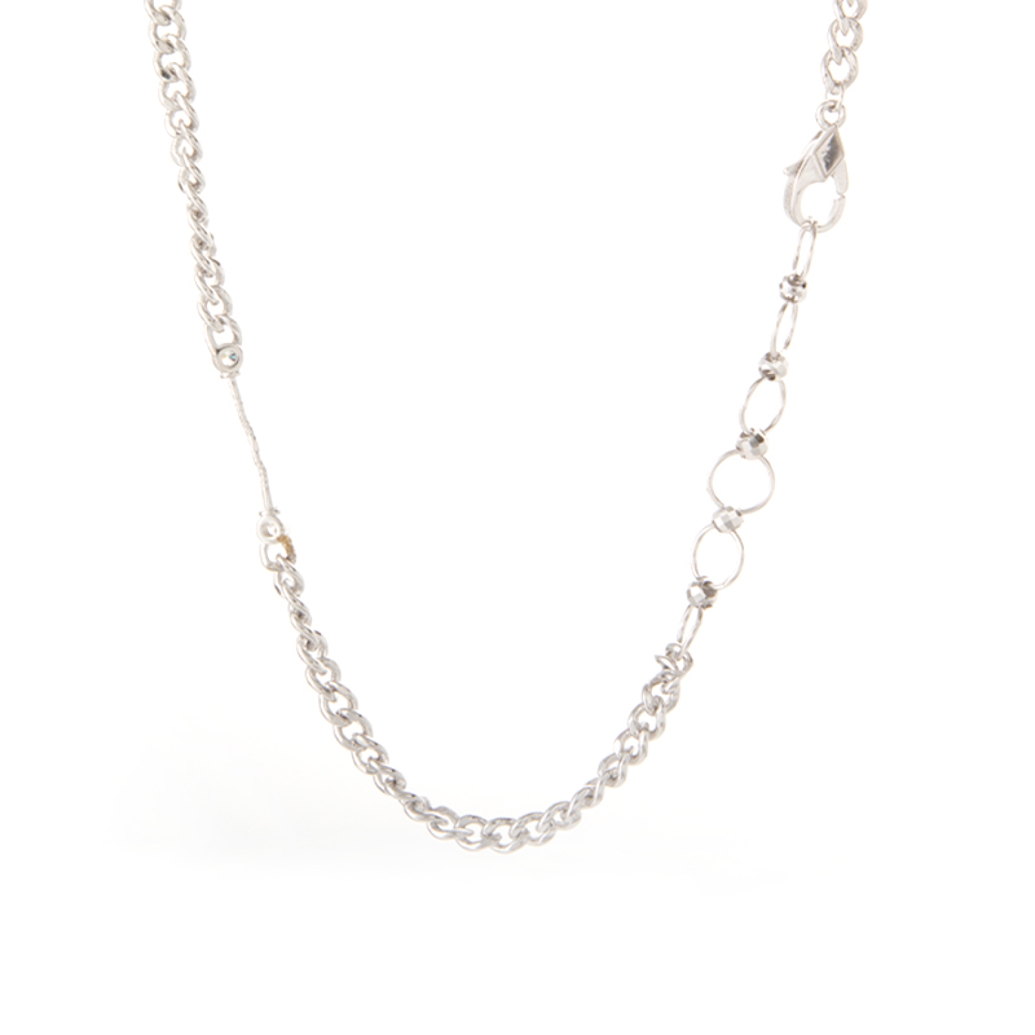 long chain necklace mounting for pearls in 925 Sterling Silver