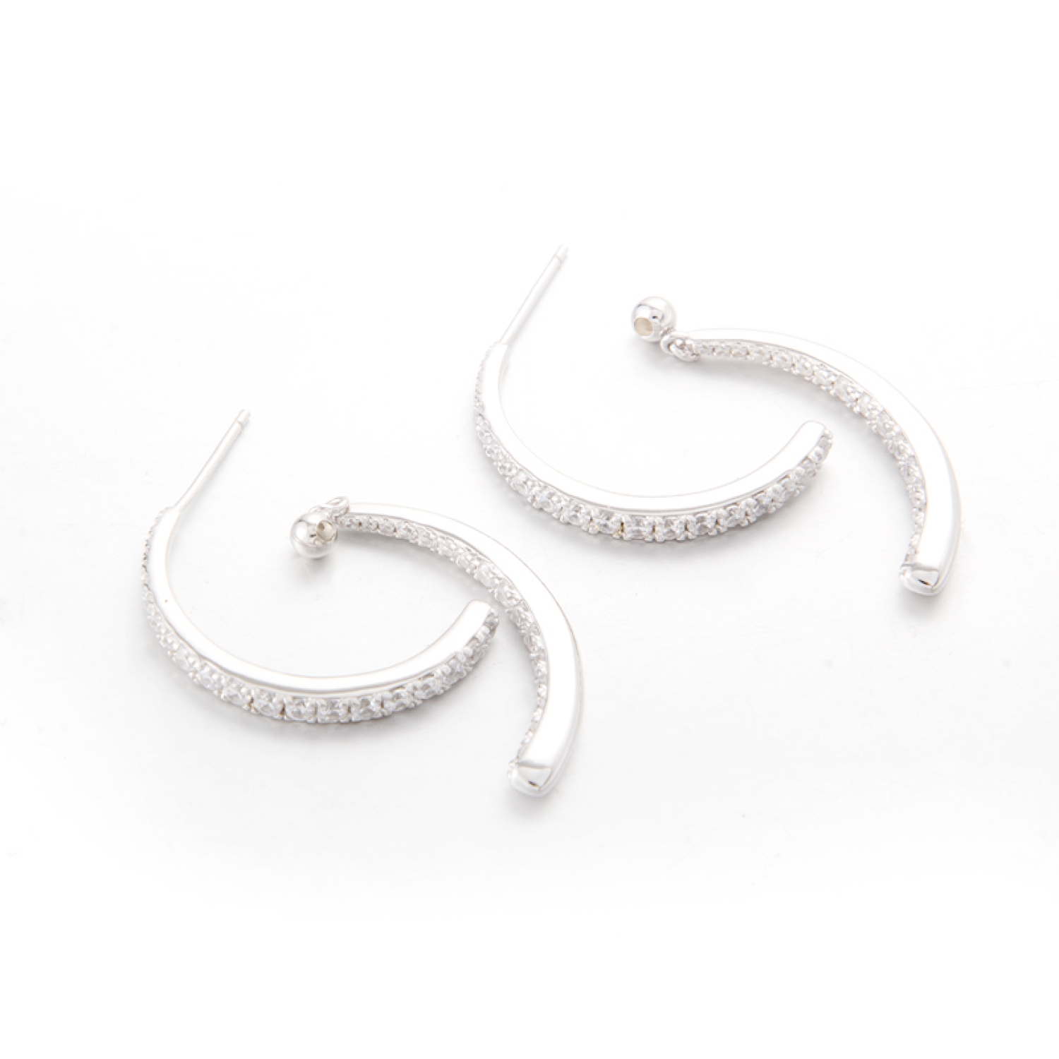 crystal design Crystal stud earring fitting dual-way wear in 925 sterling silver