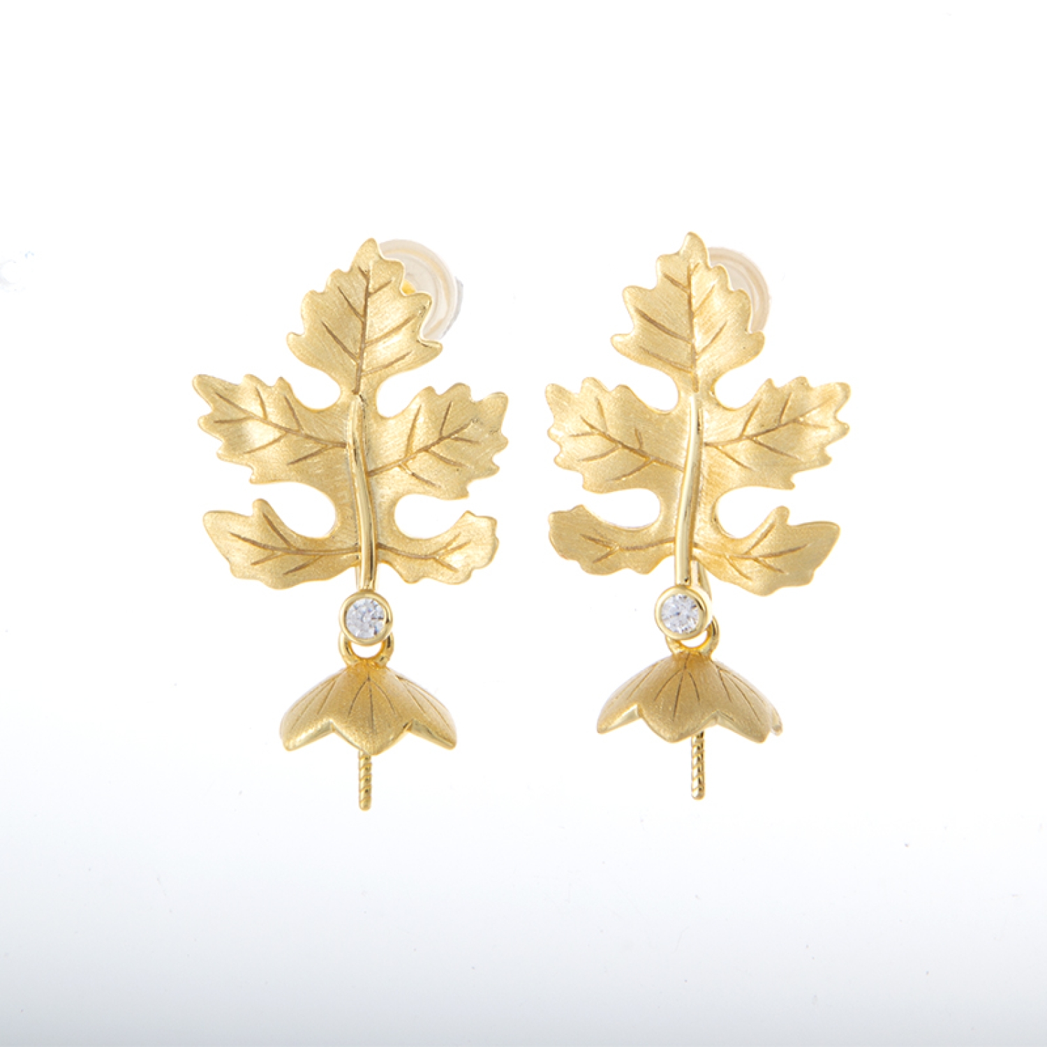 leaf design earring mounting in 925 Sterling Silver for Fresh Water Pearl