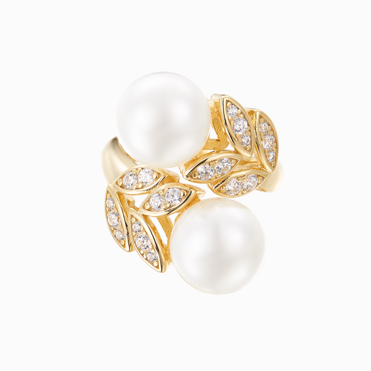 Olive Leaf bypass wrap ring setting for 11mm pearl